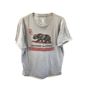 USC University of Southern California Adult Gray L TShirt Bear Surfboard Cotton